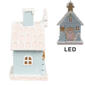 Clayre & Eef 6PR4200 Decoratiehuisje met LED 9x8x15 cm