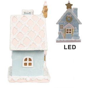 Clayre & Eef 6PR4201 Decoratiehuisje met LED 9x8x15 cm