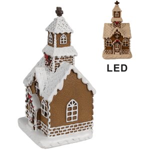 Clayre & Eef 6PR4304 Decoratiehuisje met LED 8x7x15 cm