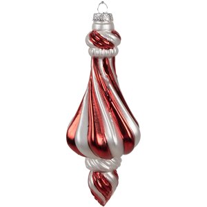 Clayre Eef 6GL4634 kerstbal 7x18 cm rood wit glazen...