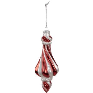 Clayre Eef 6GL4634 kerstbal 7x18 cm rood wit glazen...