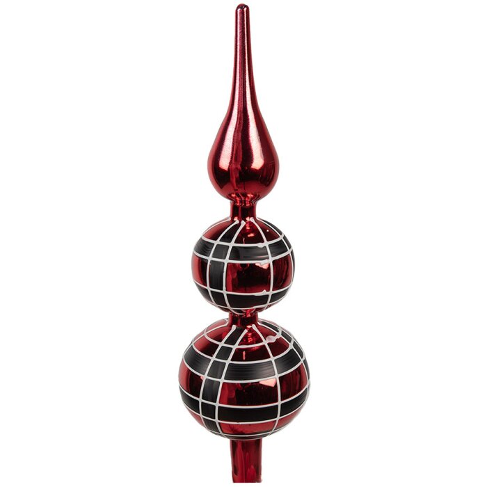 Clayre Eef 6GL4652 Kerstboom Topper Rood Glas Ø 8x30 cm Kerstboom Decoratie