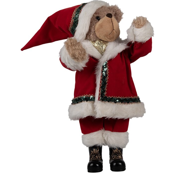 Clayre Eef kerstdecoratie figuur beer 51 cm rood plastic textiel