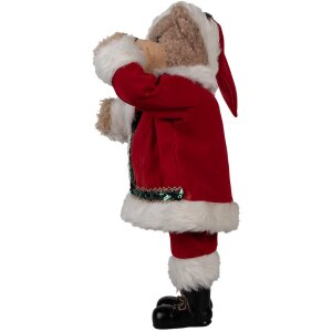 Clayre Eef kerstdecoratie figuur beer 51 cm rood plastic textiel