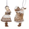 Clayre Eef Kerst tag set van 2 13cm bruine peperkoek man peperkoek vrouw