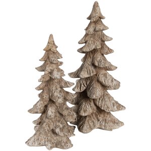 Clayre & Eef Kerstboom Decoratie Bruin 19x18x36 cm Polyresin Landelijke Stijl