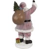 Clayre & Eef Kerstman Beeldje Roze 43 cm Polyresin Kerstdecoratie