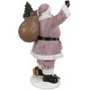 Clayre & Eef Kerstman Beeldje Roze 43 cm Polyresin Kerstdecoratie