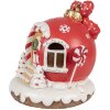 Clayre Eef 6PR4340 Peperkoekhuis LED Rood Polyresin Landelijke stijl Kerstmis