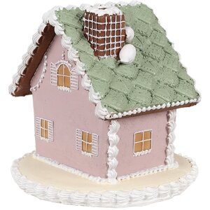 Clayre Eef Peperkoekhuisje 12 cm Roze Polyresin Kerstdecoratie