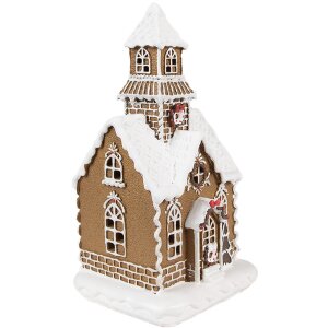 Clayre & Eef Peperkoekhuisje met LED 13x11x25 cm Polyresin Kerstdecoratie