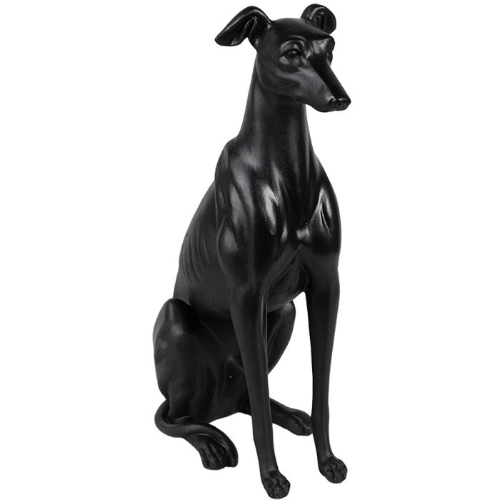 Clayre & Eef 6PR5069 Decoratiefiguurtje Hond Zwart 20x10x30 cm Polyresin