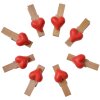 Clayre & Eef 65636 Klem met hart set van 8 roodbruin hout 1x2x3 cm