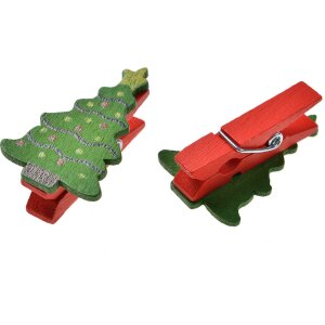 Clayre & Eef 65639 Klem met kerstboomset 8 2x1x4 cm