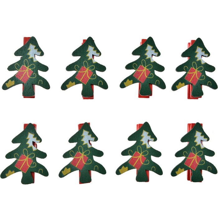 Clayre & Eef 65640 Klem met kerstboomset 8 3x1x4 cm