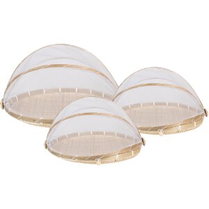 Clayre & Eef Eetkapset 3-delig Bamboe Beige Wit...