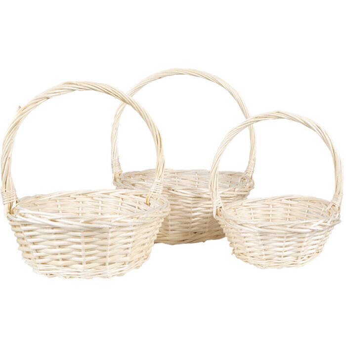 Clayre & Eef 65722 Mand Set van 3 Rotan Beige Ø 33x12 27x11 22x9 cm