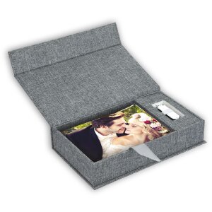 ZEP USB fotobox Lodi grijs linnen 23x12,5x5 cm zonder USB...