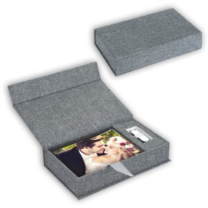 ZEP USB fotobox Lodi grijs linnen 23x12,5x5 cm zonder USB...