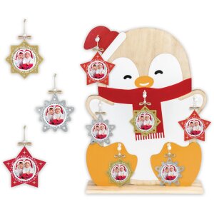 ZEP PINGU Houten decoratiehanger ster sneeuwvlok 6x6 cm...