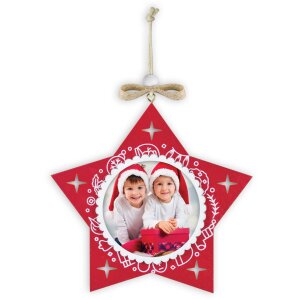 ZEP PINGU Houten decoratiehanger ster sneeuwvlok 6x6 cm Willekeurige kleur levering