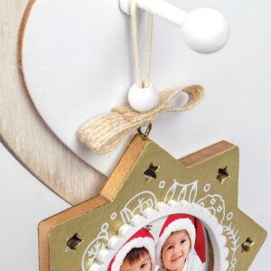 ZEP PINGU Houten decoratiehanger ster sneeuwvlok 6x6 cm Willekeurige kleur levering