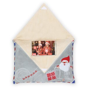 Kerstfotokussen in de vorm van een envelop van pluche 10x15 cm met klittenbandsluiting