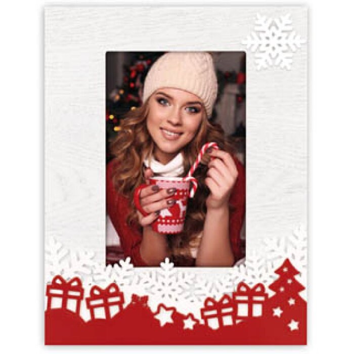 ZEP Verbier ZT8346 Houten Fotolijst 10x15 cm Wit Rood Kerstdesign