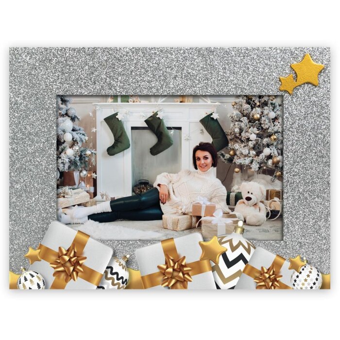 ZEP ZT2024 Silvy 10x15 cm houten fotolijst zilver goud ster Kerstmis