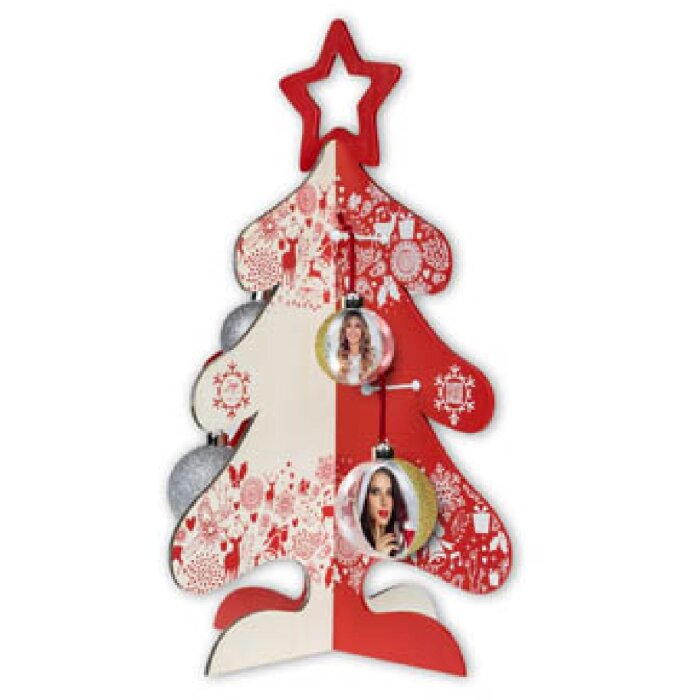 ZEP kerstboom hout rood wit 65 cm hoog 45 cm breed Decoratieve boom plug-in systeem