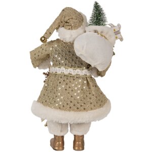 Clayre & Eef Kerstman Decoratiefiguur Goud Wit 17x10x27 cm