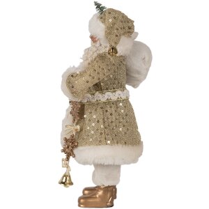 Clayre & Eef Kerstman Decoratiefiguur Goud Wit 17x10x27 cm