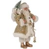 Clayre & Eef Kerstman Decoratiefiguur Goud Wit 17x10x27 cm