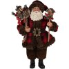 Clayre & Eef 65595 kerstman decoratief figuur 18x10x27 cm rood bruin landelijke stijl