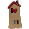 Clayre & Eef 6CE1775 Decoratief Huisje Bruin Rood Keramiek 10x7x19 cm Landelijke Stijl