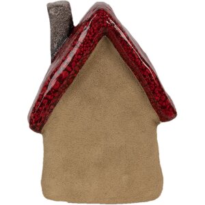 Clayre & Eef 6CE1776 Decoratie Huis Bruin Rood 12x9x16 cm Kerst Keramiek