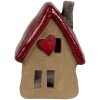 Clayre & Eef 6CE1776 Decoratie Huis Bruin Rood 12x9x16 cm Kerst Keramiek