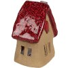 Clayre & Eef 6CE1777 Decoratie Huis Bruin Rood Keramiek 10x8x13 cm Landelijke Stijl