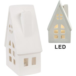 Clayre & Eef 6CE1794 Decoratie Huis LED Porselein Beige 9x6x15 cm