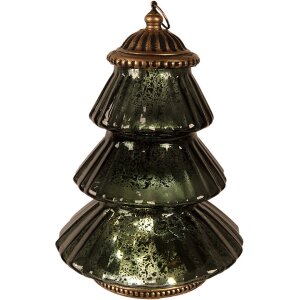 Clayre & Eef 6GL4574GR Kerstboom LED glas groen Ø 16x22 cm landelijke stijl