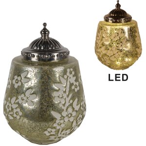 Clayre & Eef 6GL4596 LED Decoratieglas Groen Bloem...