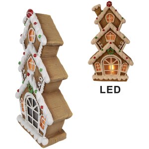 Clayre & Eef 6MG0051 Decoratie Huis LED Bruin Wit 24x11x41 cm 2xAAA