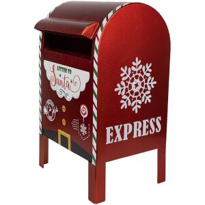 Clayre & Eef 6Y5625 Brievenbus Rood 21x19x34 cm Kerstdecoratie in landelijke stijl