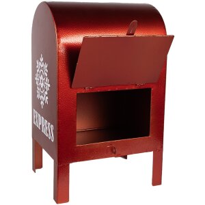 Clayre & Eef 6Y5625 Brievenbus Rood 21x19x34 cm Kerstdecoratie in landelijke stijl