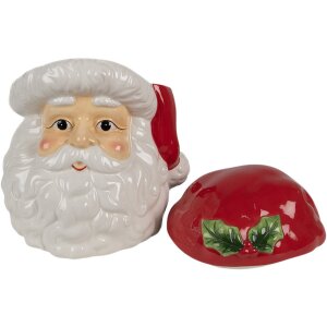 Clayre & Eef 6CE1847 Opbergblik Kerstman Wit Rood 19x18x22 cm