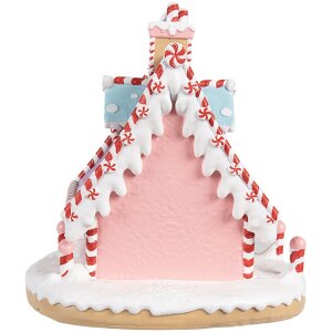 Clayre & Eef 6PR4268 Kersthuis Roze Paars Polyresin 16x13x15 cm