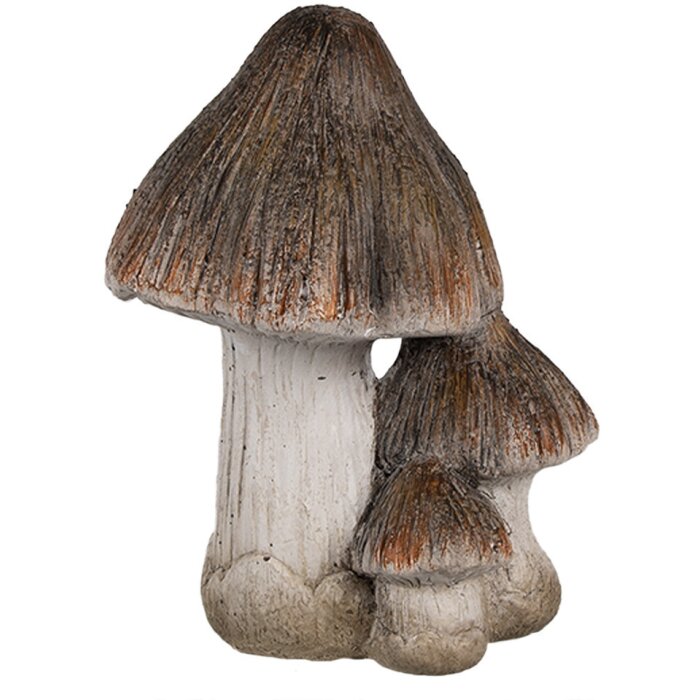 Clayre & Eef 6CE1766 Decoratieve Paddenstoelen Keramiek Bruin Wit 10x8x13 cm