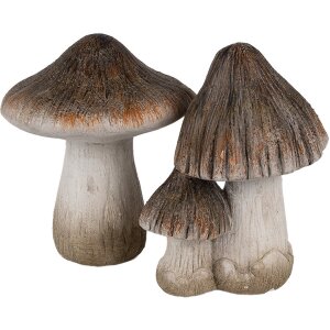 Clayre & Eef 6CE1766 Decoratieve Paddenstoelen Keramiek Bruin Wit 10x8x13 cm