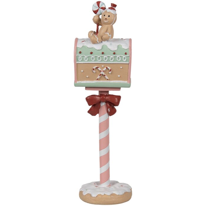 Clayre & Eef 6PR4265 Kerstdecoratie brievenbus Roze 11x10x36 cm Polyresin