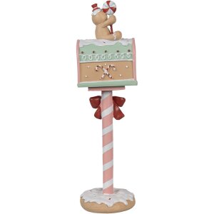 Clayre & Eef 6PR4265 Kerstdecoratie brievenbus Roze 11x10x36 cm Polyresin